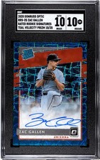 2020 Panini Donruss Optic Zac Gallen RC SGC 10 w/10 Auto Teal Velocity Prizm /35