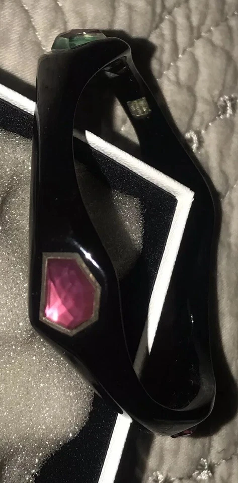Brazalete Brazalete Ippolita Resina Negra Piedra Cristal Roca Rojo Usado en Excelente Condición Foto 4 de 4