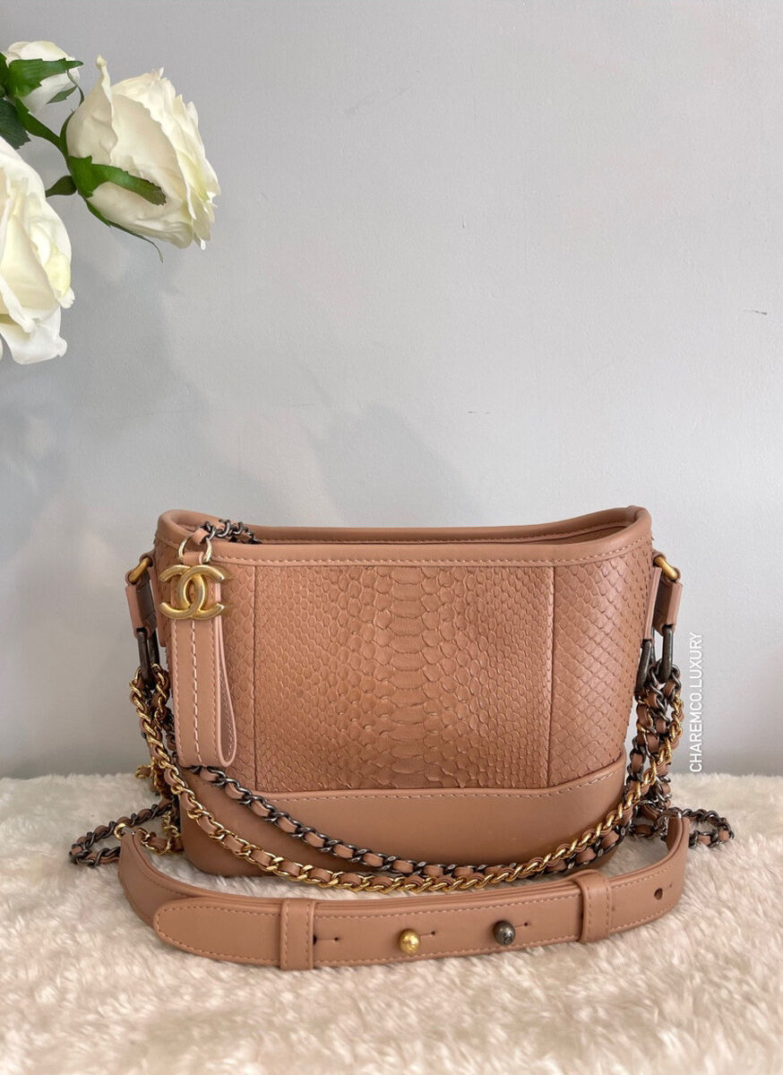 🔥RARE🔥 NEW! Chanel Gabrielle Python Small Nude Pink Hobo