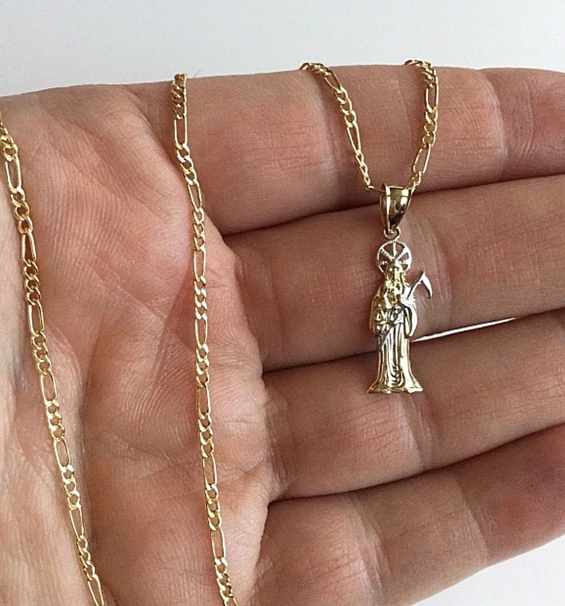 14K ORO PURO CADENA DE LA SANTA MUERTE 18