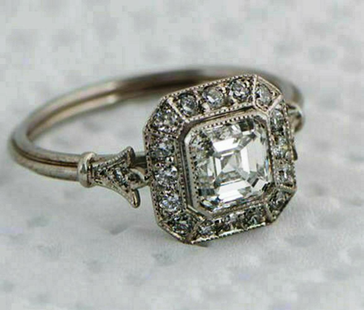 Vintage Engagement Art Deco Asscher Cut Ring Asscher Cut Diamond
