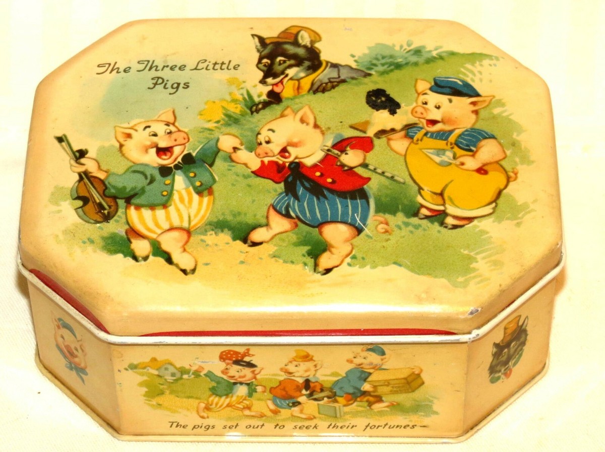 Metalbox Company England Cote D'or 3 Little Pigs Chocolate Tin