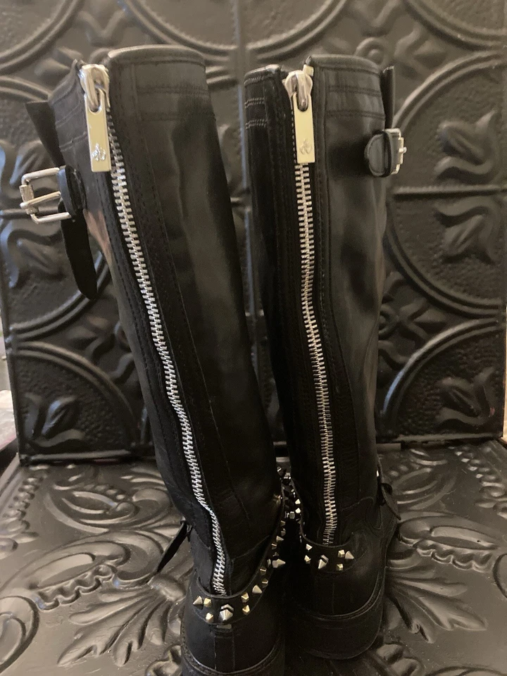 Черная кожа с заклепками острые молнии классный модный новый ботинки женщин Sz 10 W - Изображение 3 из 4