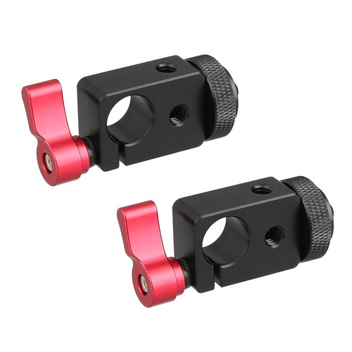 2x CAMVATE Aluminium Alloy 15mm Single Rod Clamp Adapter w/ 1/4"-20 Screw Mount - Picture 2 of 7