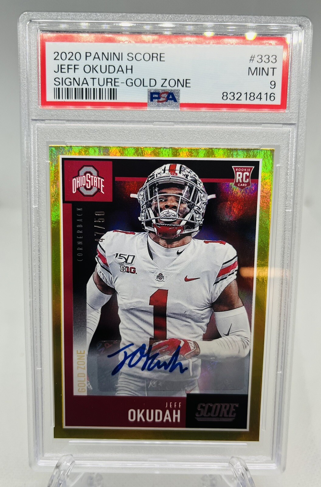 Jeff Okudah Panini Score #333 Signature-Gold Zone