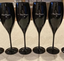 Dom Perignon champagne glasses Flute Crystal Black 4x Rare