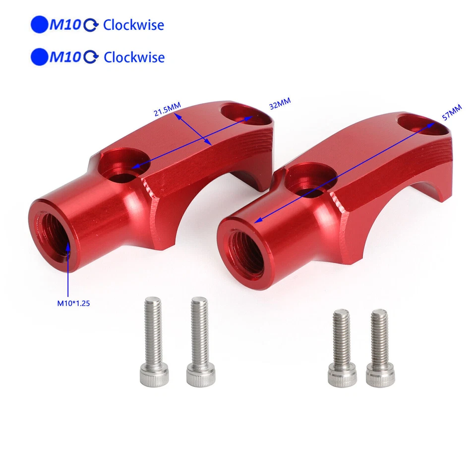 CNC Red Master Cylinder Handlebar Clamp 10mm Mirror Mount 32mm Center For Honda- Foto 2 de 4