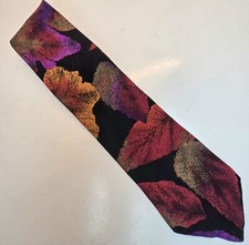 Vintage Necktie Autumn Fall Leaves 1990s J Blades & Co USA Made Electric Colors