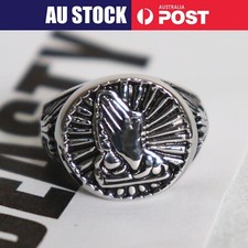 Men's Hip Hop Punk Stainless Steel Ring Men Size 10 Rock Biker New Gift