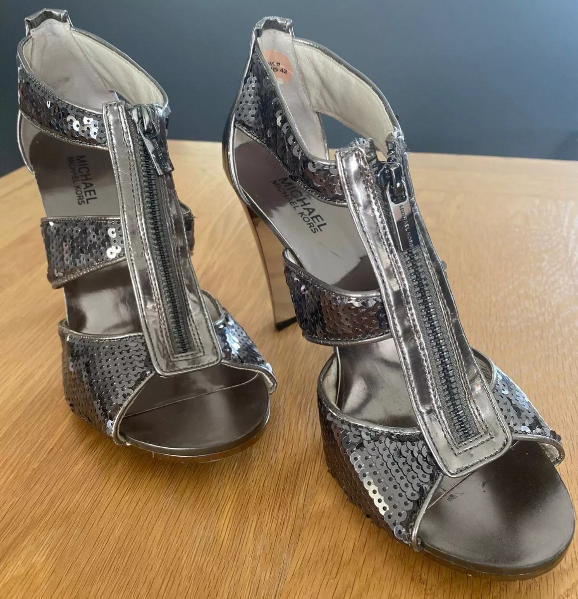 Michael Kors Silver Sparkly High Heels Sandals Size 7