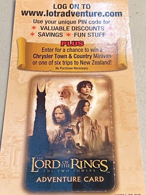 Collectible Lord of the Rings Adventure Card from Chrysler