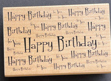 Happy Birthday to You Greeting Continuous Word Phrase Wood Rubber Stamp