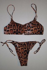 LEOPARD PRINT BIKINI 2 Piece Halter Swimsuit S SMALL CHEEKY