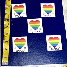 Rainbow Heart Love Tattoo LGBT Temporary Tattoos Gay Pride 6 Pack 2x2in USA Made