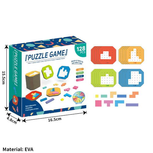 New 128Pcs Colorful Block Jigsaw Puzzle Game, 3D Block Tangram Toy 20FV - Picture 12 of 13