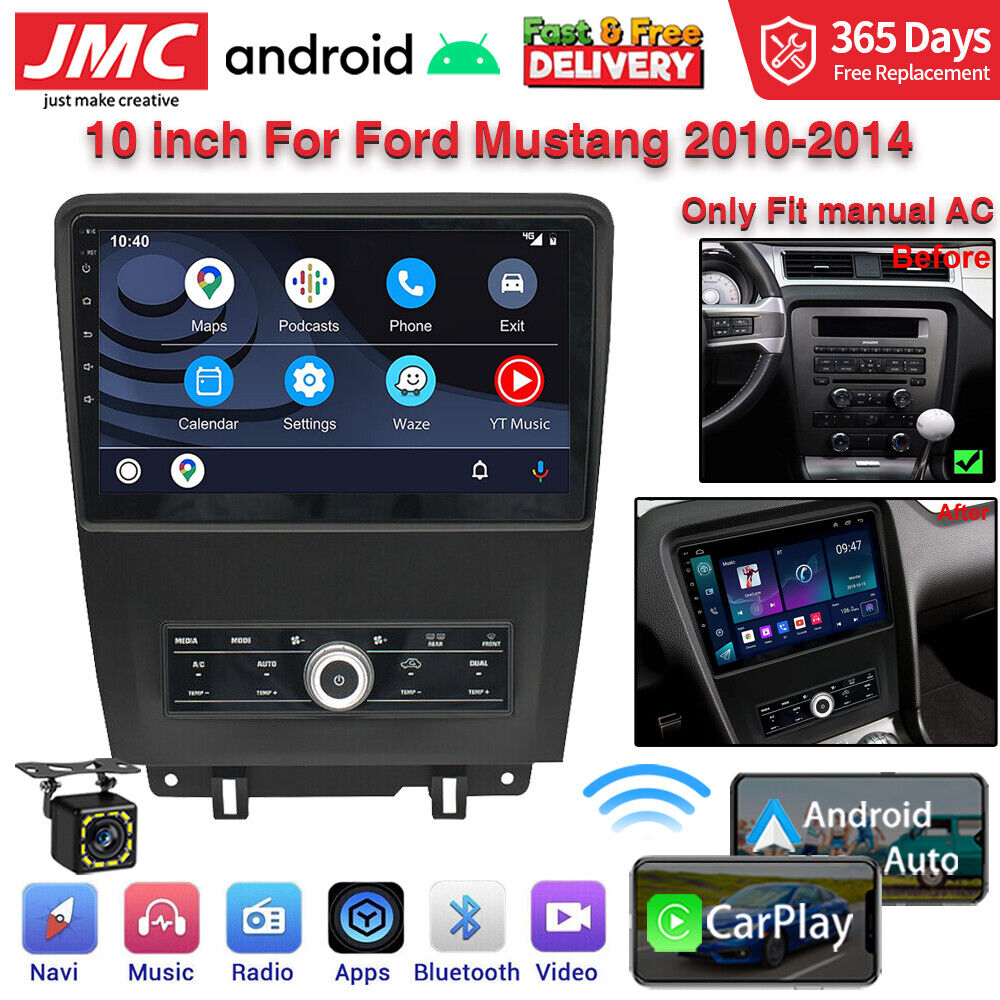 For Ford Mustang 2010-2014 Android Car Radio Stereo Wireless Carplay GPS Navi FM