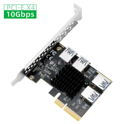 PCI-E to USB Adapter PCI-E X4 to 4-port USB 3.0 Riser Card Extender Board Mining