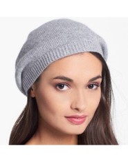 NORDSTROM RACK CASHMERE KNIT BERET GRAY OS NWT