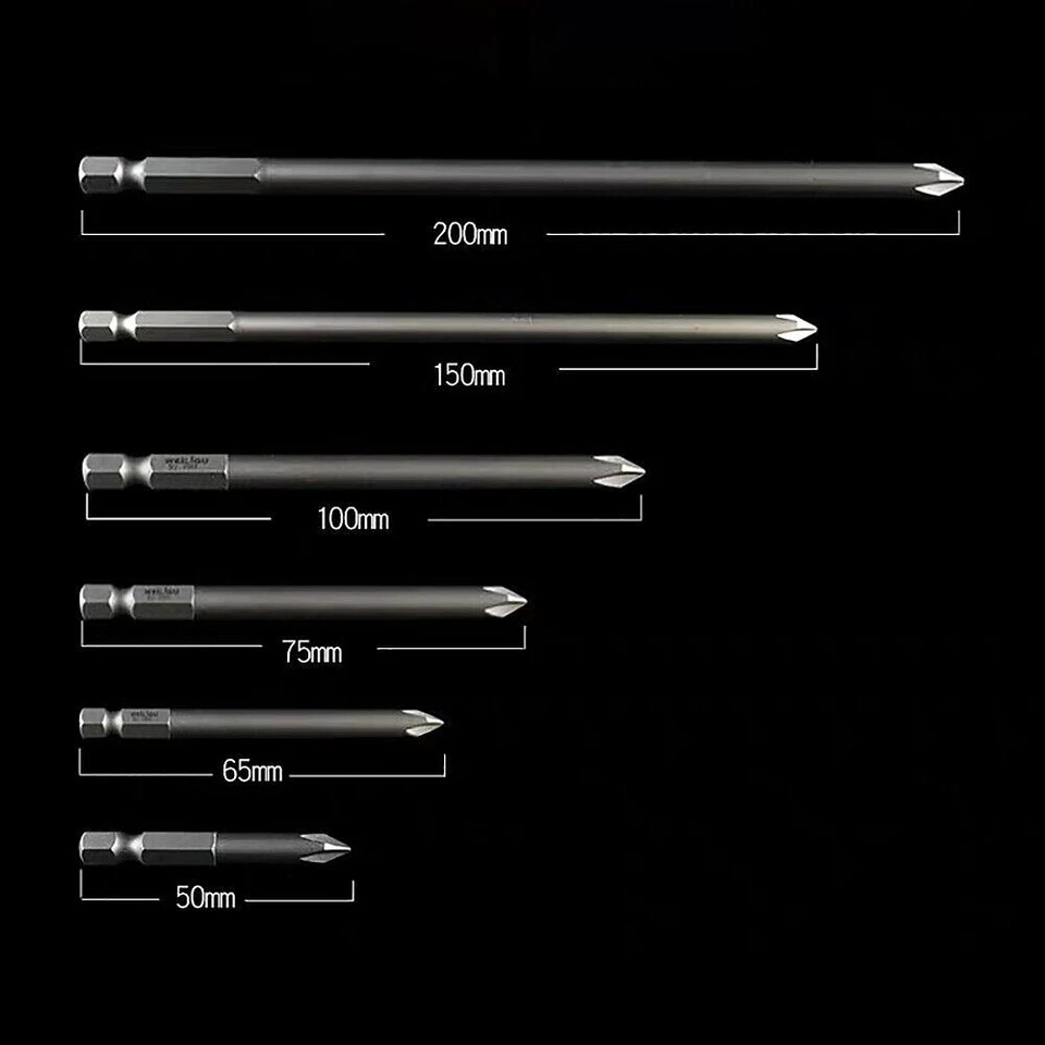 Magnetic PH0 PH1 PH2 Phillips Head Screw Bit Long Impact Driver Drill Hex Shank - Image 3 of 4