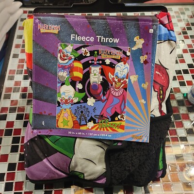 NEW ~ Killer Klowns From Outer Space Plush Fleece Throw BLANKET ~ 50'' x 60''
