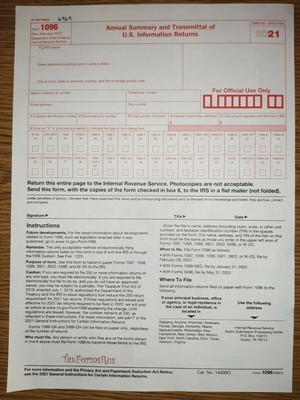 Greatland 2021 Tax Form 1096 Annual Transmittals – 25-Pack – For 1099-MISC/NEC To IRS