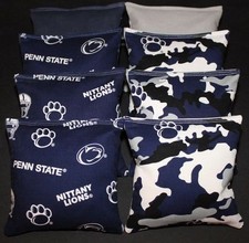 8 ALL WEATHER CORNHOLE BEANBAGS made w Penn State Lions Fabric ACA Reg Bags