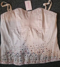 Rose gold beaded diamante vintage corset top size 16