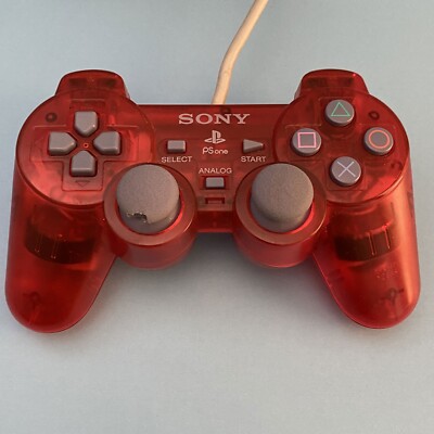 Sony PlayStation 1 Controller Clear Red PS1 Analog SCPH-110 - READ ...