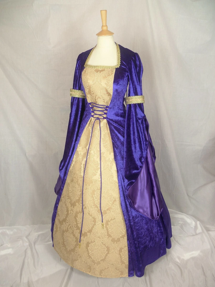 Purple Medieval Dress Renaissance Wedding Gown Pagan Dress Custom made to size