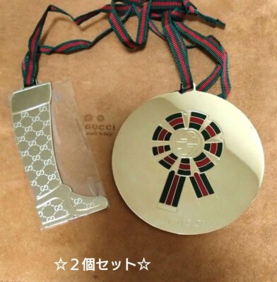 Gucci GG Logo Boot Sherry Line Round Christmas Ornament Charm Set