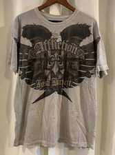 Men's AFFLICTION Josh Barnett Distressed T-Shirt Size XL Double-Sided
