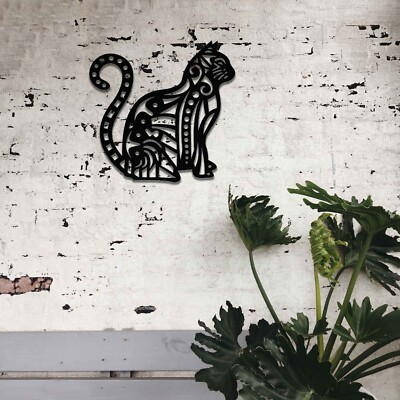 Metall Mandala Katze rustikal Katze Wanddeko Katzengeschenk rostig Katzengeschenk Unikat Metallkunst