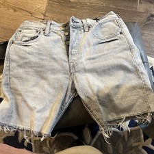 Vintage Levi s 501 Cutoff Denim Jean Shorts Button Fly Size 29 Gray Wash