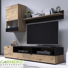 Parete attrezzata rovere nero sala salone salotto ODEN