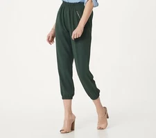 Attitudes by Renee Pull-On Jogger Pants with Zipper Details-Olive-Medium-A395721