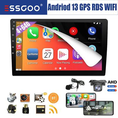 9'' 2 DIN 4+64G Carplay Autoradio Android 14 GPS Bluetooth RDS FM WIFI MIK Kamera