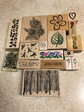 Lot of 17 Floral , Leaves Trees Mounted Rubber Stamps