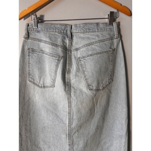 Maxi Falda Denim Hilo Universal Cintura Alta Abertura Frontal Lavado Claro Talla 6 - Imagen 9 de 10
