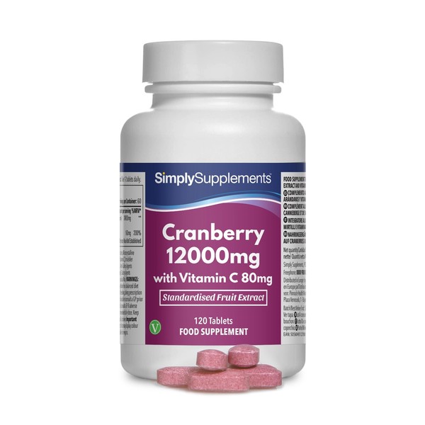 Mirtillo rosso 12000 mg e Vitamina C 80 mg - 120 compresse - SimplySupplements