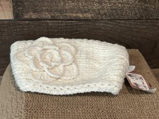 Knitted Headband Ear Warmer and Neck Warmer OS Ivory Bow Design