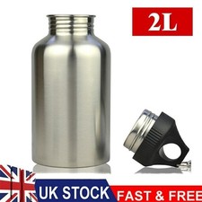 2L Stainless Steel Large Mouth Water Drink Bottle Kettle Cycling Gym Big Bottle