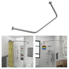 Corner Shower Curtain Rod Adjustable Stainless Steel Diamond Shaped Rack Dril...