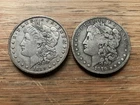 US Morgan Silver Dollars 2 coins circulated details Pre 1904 Lot T2
