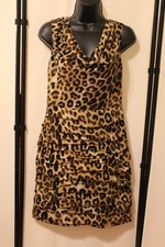 Express Leopard Print Cowl Neck Sleeveless Dress, Size 4, Pre-Owned 