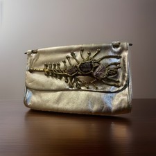 Carvalhu’s Copa Collection Handmade Amethyst Brass Metal Leather Silver Clutch