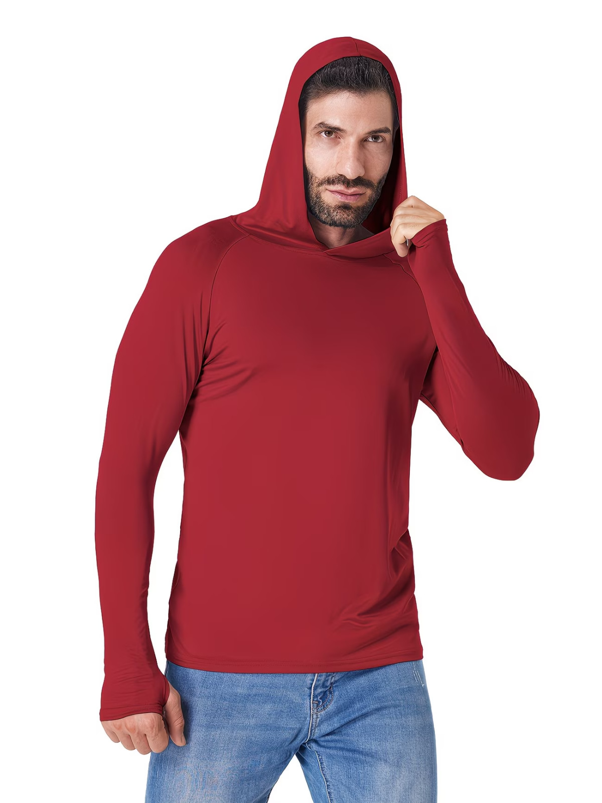 5 Unidades de camisetas manga larga con capucha para hombres para ir de pezca - second product detail image