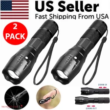 2PC LED Tactical Flashlights High Lumen Zoomable 5 Modes for Camping Emergencies