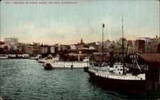 Washington Seattle water front scene boats ~ vintage postcard sku753