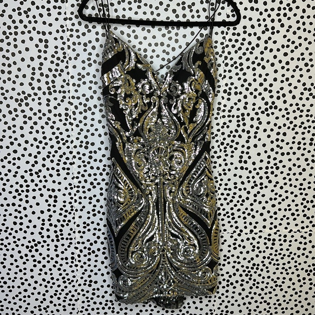 Windsor mini sequin Black and Silver Dress Large
