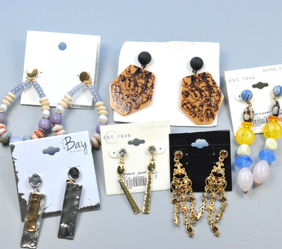 Earring Lot  long  pierced  dangle colorful post  Siriano c1946  LL70